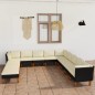 vidaXL Set Divani da Giardino 12 pz con Cuscini in Polyrattan Nero vidaXL Set Divani da Giardino 12 pz con Cuscini in Polyrattan Nero