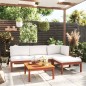 vidaXL Set Divani da Giardino 5 pz con Cuscini Crema Massello Acacia vidaXL Set Divani da Giardino 5 pz con Cuscini Crema Massello Acacia