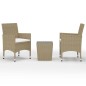 vidaXL Set Bistrot da Giardino 3 pz Polyrattan e Vetro Temperato Beige vidaXL Set Bistrot da Giardino 3 pz Polyrattan e Vetro Temperato Beige