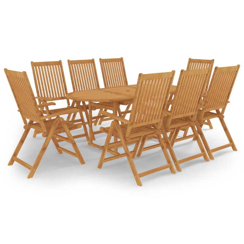 vidaXL Set da Pranzo da Giardino 9 pz in Legno Massello di Teak vidaXL Set da Pranzo da Giardino 9 pz in Legno Massello di Teak