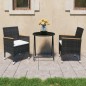 vidaXL Set da Bistrot per Giardino 3 pz in Polyrattan e Vetro Nero vidaXL Set da Bistrot per Giardino 3 pz in Polyrattan e Vetro Nero