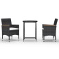 vidaXL Set da Bistrot per Giardino 3 pz in Polyrattan e Vetro Nero vidaXL Set da Bistrot per Giardino 3 pz in Polyrattan e Vetro Nero