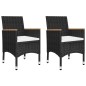 vidaXL Set da Bistrot per Giardino 3 pz in Polyrattan e Vetro Nero vidaXL Set da Bistrot per Giardino 3 pz in Polyrattan e Vetro Nero