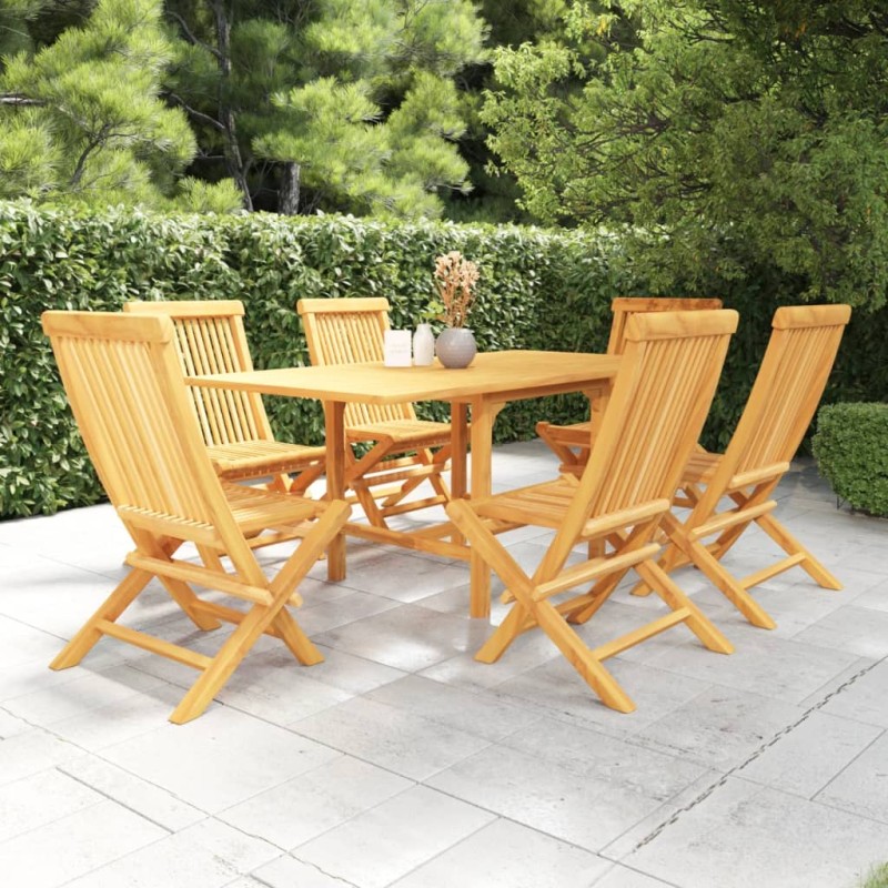 vidaXL Set da Pranzo da Giardino 7 pz in Legno Massello di Teak vidaXL Set da Pranzo da Giardino 7 pz in Legno Massello di Teak