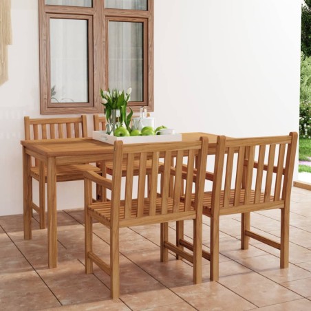 vidaXL Set da Pranzo per Esterni 5 pz in Legno Massello di Teak