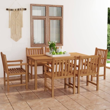 vidaXL Set da Pranzo per Esterni 7 pz in Legno Massello di Teak