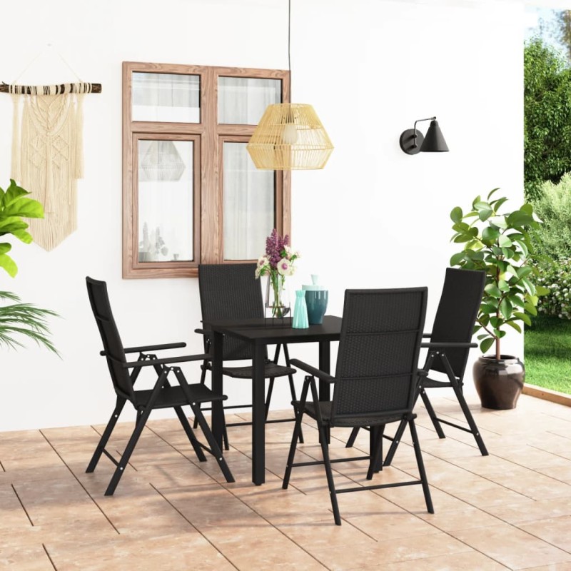 vidaXL Set da Pranzo da Giardino 5 pz Nero vidaXL Set da Pranzo da Giardino 5 pz Nero