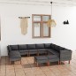 vidaXL Set Divani da Giardino 12 pz con Cuscini in Polyrattan Grigio vidaXL Set Divani da Giardino 12 pz con Cuscini in Polyrattan Grigio