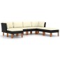 vidaXL Set Divani da Giardino 7 pz con Cuscini in Polyrattan Nero