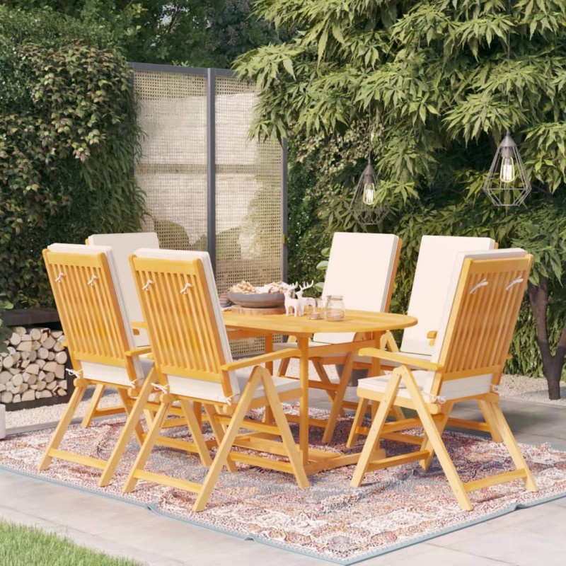 vidaXL Set da Pranzo da Giardino 7 pz con Cuscini Legno di Teak vidaXL Set da Pranzo da Giardino 7 pz con Cuscini Legno di Teak