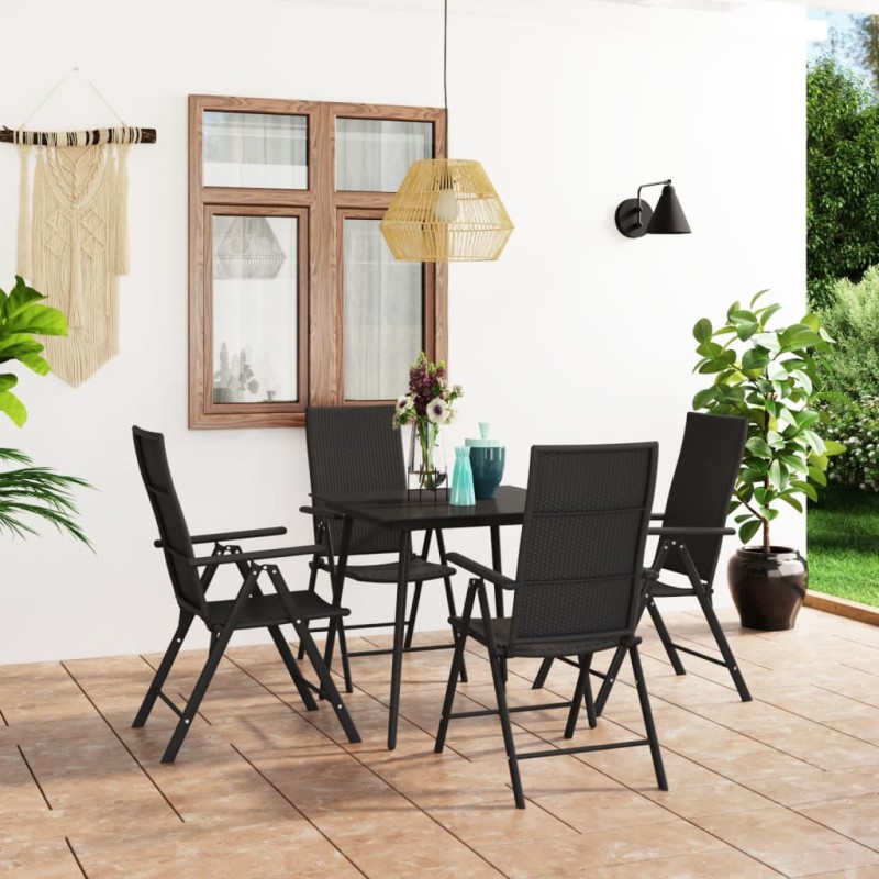 vidaXL Set da Pranzo da Giardino 5 pz Nero vidaXL Set da Pranzo da Giardino 5 pz Nero