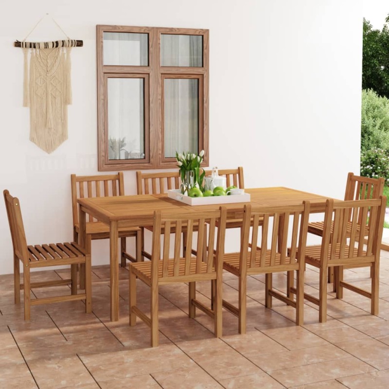 vidaXL Set da Pranzo per Esterni 9 pz in Legno Massello di Teak vidaXL Set da Pranzo per Esterni 9 pz in Legno Massello di Teak