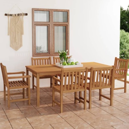 vidaXL Set da Pranzo per Esterni 7 pz in Legno Massello di Teak