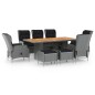 vidaXL Set Pranzo da Giardino 9pz con Cuscini Polyrattan Grigio Chiaro vidaXL Set Pranzo da Giardino 9pz con Cuscini Polyrattan Grigio Chiaro