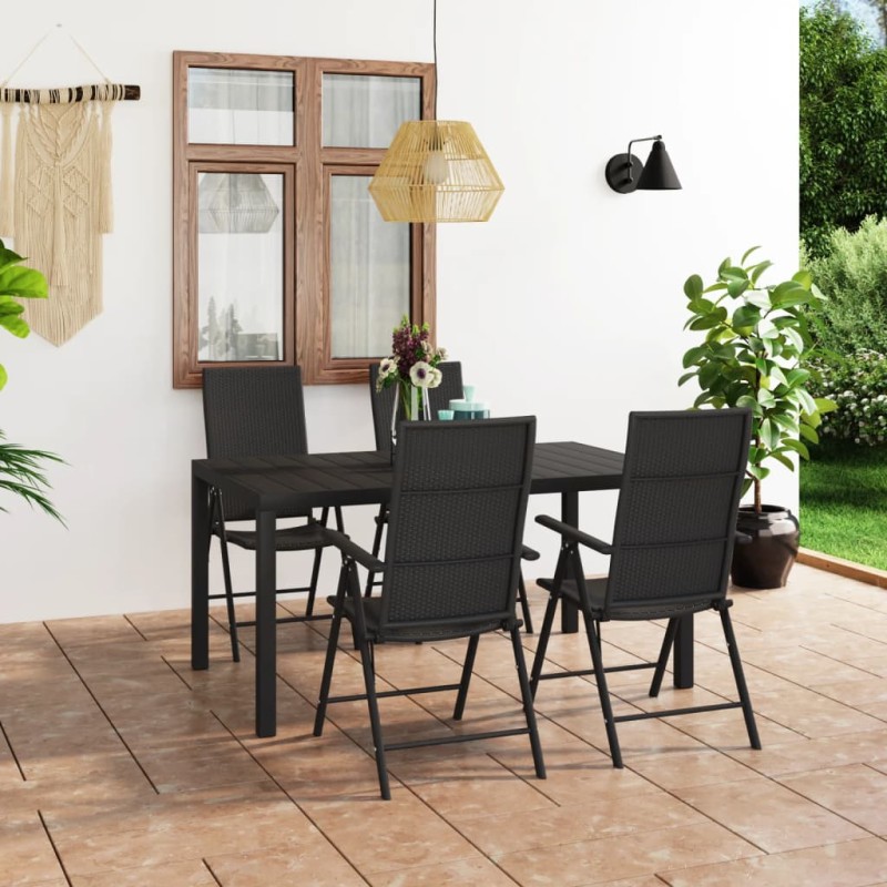 vidaXL Set da Pranzo da Giardino 5 pz Nero vidaXL Set da Pranzo da Giardino 5 pz Nero