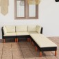vidaXL Set Divani da Giardino 6 pz con Cuscini in Polyrattan Nero vidaXL Set Divani da Giardino 6 pz con Cuscini in Polyrattan Nero