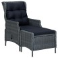 vidaXL Set Divani da Giardino 3 pz con Cuscini Polyrattan Grigio Scuro vidaXL Set Divani da Giardino 3 pz con Cuscini Polyrattan Grigio Scuro