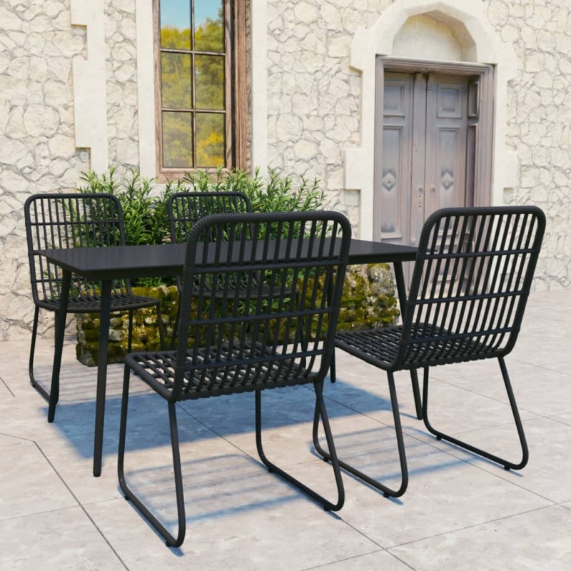 vidaXL Set da Pranzo da Giardino 5 pz in Polyrattan e Vetro vidaXL Set da Pranzo da Giardino 5 pz in Polyrattan e Vetro