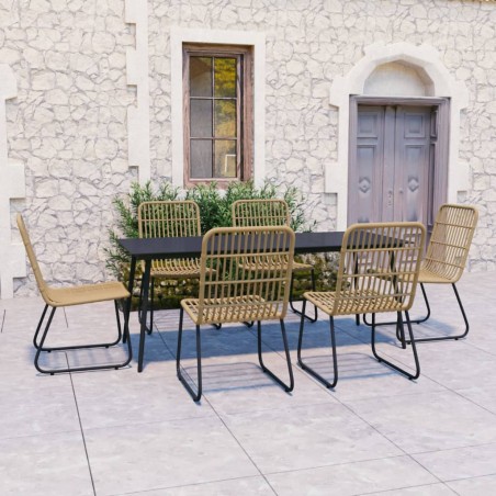 vidaXL Set da Pranzo da Giardino 7 pz in Polyrattan e Vetro