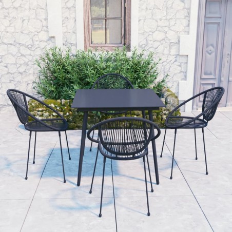 vidaXL Set da Pranzo da Giardino 5 pz in Rattan PVC Nero
