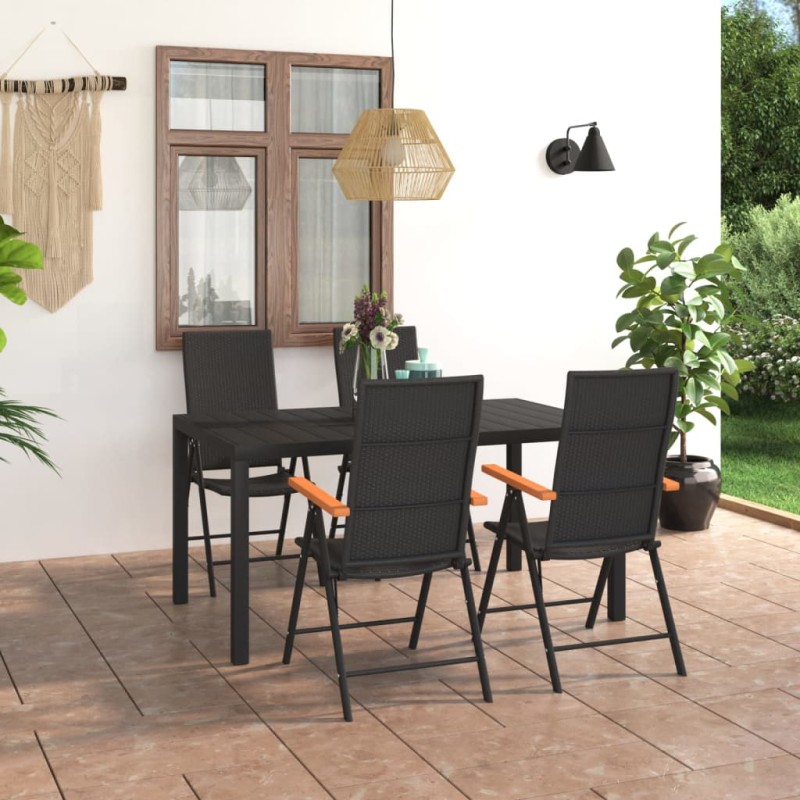 vidaXL Set da Pranzo da Giardino 5 pz Nero e Marrone vidaXL Set da Pranzo da Giardino 5 pz Nero e Marrone