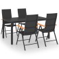 vidaXL Set da Pranzo da Giardino 5 pz Nero e Marrone vidaXL Set da Pranzo da Giardino 5 pz Nero e Marrone