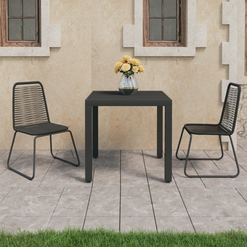 vidaXL Set da Pranzo da Giardino 3 pz in Rattan PVC Nero vidaXL Set da Pranzo da Giardino 3 pz in Rattan PVC Nero