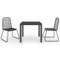 vidaXL Set da Pranzo da Giardino 3 pz in Rattan PVC Nero vidaXL Set da Pranzo da Giardino 3 pz in Rattan PVC Nero