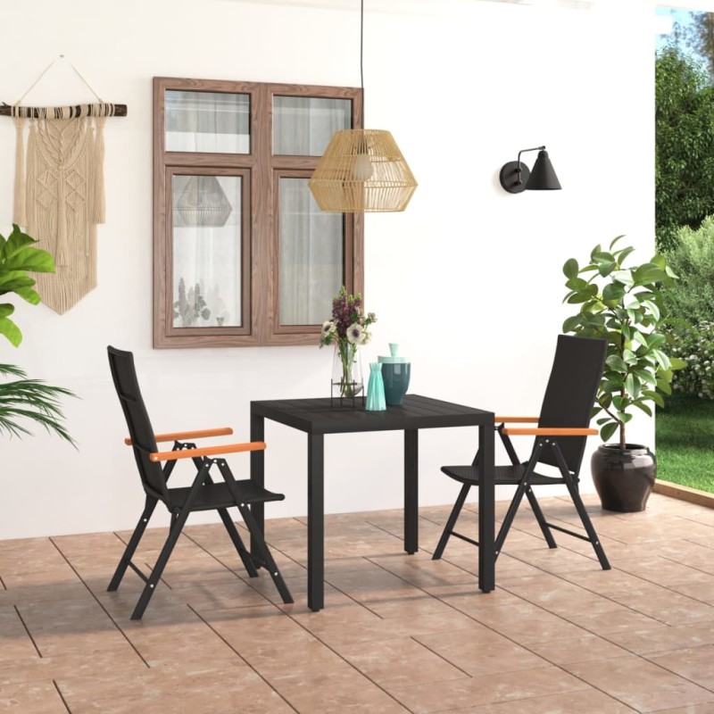 vidaXL Set da Pranzo da Giardino 3 pz Nero e Marrone vidaXL Set da Pranzo da Giardino 3 pz Nero e Marrone