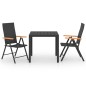 vidaXL Set da Pranzo da Giardino 3 pz Nero e Marrone vidaXL Set da Pranzo da Giardino 3 pz Nero e Marrone