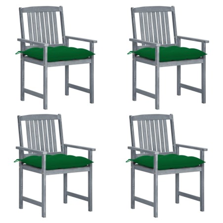 vidaXL Sedie da Giardino con Cuscini 4 pz in Massello di Acacia Grigio