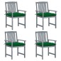 vidaXL Sedie da Giardino con Cuscini 4 pz in Massello di Acacia Grigio vidaXL Sedie da Giardino con Cuscini 4 pz in Massello di Acacia Grigio