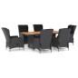vidaXL Set Pranzo da Giardino 7pz con Cuscini Polyrattan Grigio Scuro vidaXL Set Pranzo da Giardino 7pz con Cuscini Polyrattan Grigio Scuro