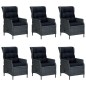vidaXL Set Pranzo da Giardino 7pz con Cuscini Polyrattan Grigio Scuro vidaXL Set Pranzo da Giardino 7pz con Cuscini Polyrattan Grigio Scuro