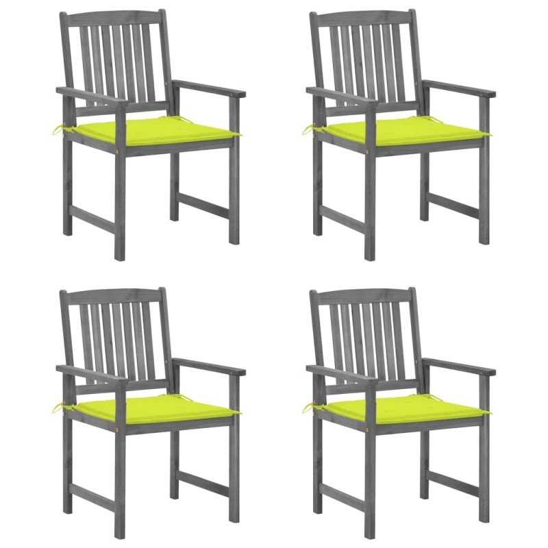 vidaXL Sedie da Giardino con Cuscini 4 pz in Massello di Acacia Grigio vidaXL Sedie da Giardino con Cuscini 4 pz in Massello di Acacia Grigio