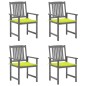vidaXL Sedie da Giardino con Cuscini 4 pz in Massello di Acacia Grigio vidaXL Sedie da Giardino con Cuscini 4 pz in Massello di Acacia Grigio