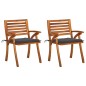 vidaXL Sedie da Pranzo da Giardino con Cuscini 2 pz Massello di Acacia vidaXL Sedie da Pranzo da Giardino con Cuscini 2 pz Massello di Acacia
