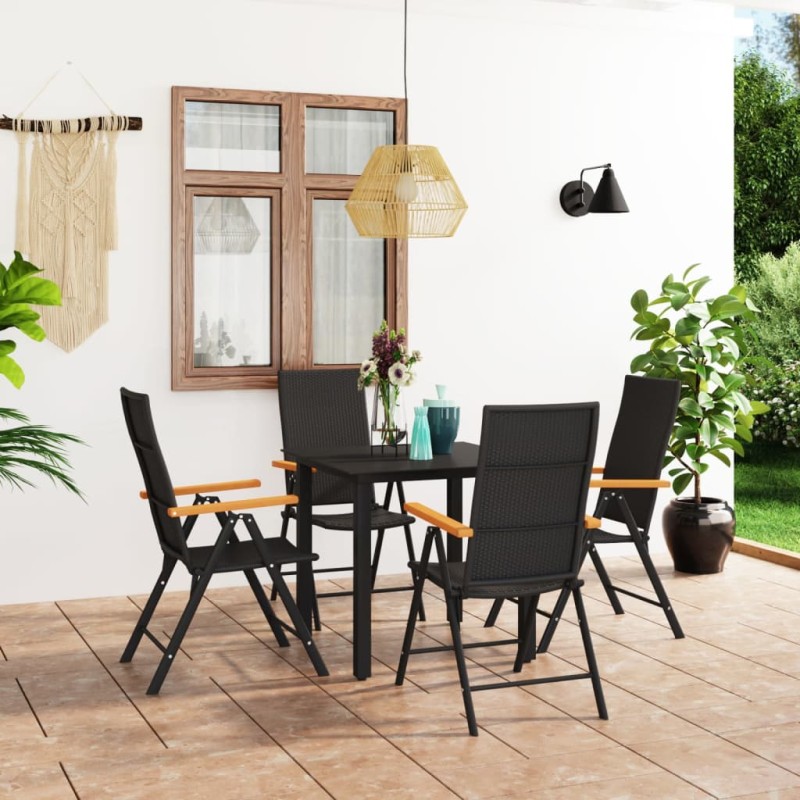 vidaXL Set da Pranzo da Giardino 5 pz Nero e Marrone vidaXL Set da Pranzo da Giardino 5 pz Nero e Marrone