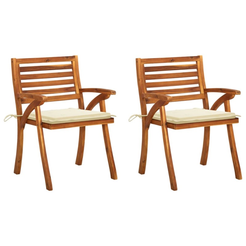 vidaXL Sedie da Pranzo da Giardino con Cuscini 2 pz Massello di Acacia vidaXL Sedie da Pranzo da Giardino con Cuscini 2 pz Massello di Acacia
