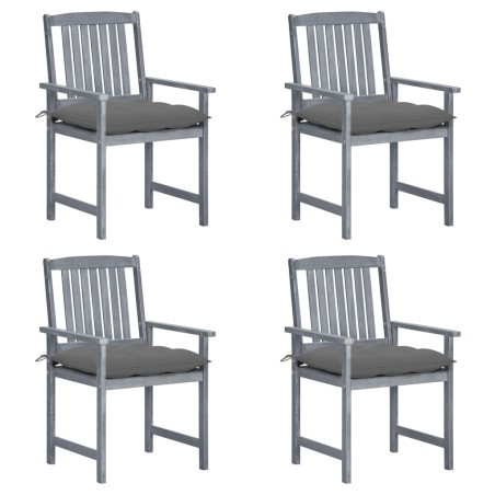 vidaXL Sedie da Giardino con Cuscini 4 pz in Massello di Acacia Grigio