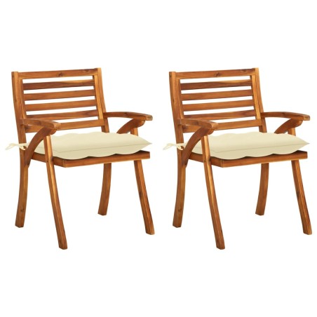 vidaXL Sedie da Pranzo da Giardino con Cuscini 2 pz Massello di Acacia