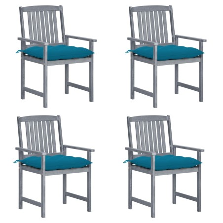 vidaXL Sedie da Giardino con Cuscini 4 pz in Massello di Acacia Grigio