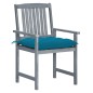 vidaXL Sedie da Giardino con Cuscini 4 pz in Massello di Acacia Grigio vidaXL Sedie da Giardino con Cuscini 4 pz in Massello di Acacia Grigio