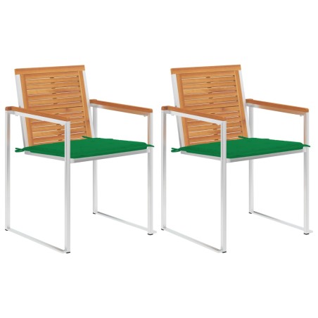 vidaXL Sedie da Giardino 2 pz con Cuscini in Legno Acacia e Acciaio
