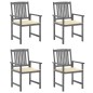 vidaXL Sedie da Giardino con Cuscini 4 pz in Massello di Acacia Grigio vidaXL Sedie da Giardino con Cuscini 4 pz in Massello di Acacia Grigio