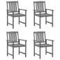 vidaXL Sedie da Giardino con Cuscini 4 pz in Massello di Acacia Grigio vidaXL Sedie da Giardino con Cuscini 4 pz in Massello di Acacia Grigio