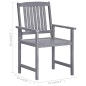 vidaXL Sedie da Giardino con Cuscini 4 pz in Massello di Acacia Grigio vidaXL Sedie da Giardino con Cuscini 4 pz in Massello di Acacia Grigio