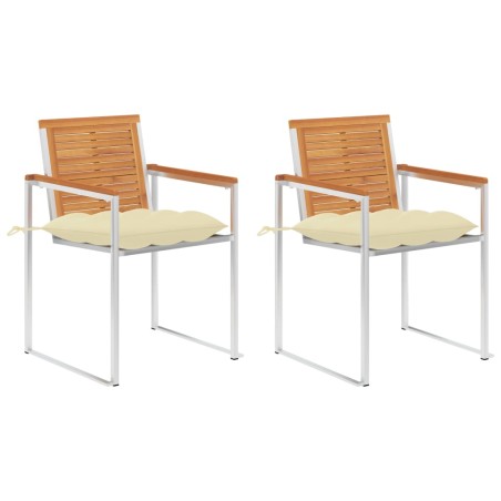 vidaXL Sedie da Giardino 2 pz con Cuscini in Legno Acacia e Acciaio