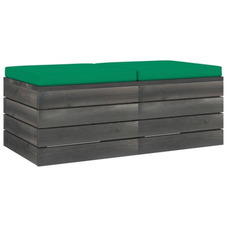vidaXL Pouf da Giardino su Pallet 2 pz con Cuscini in Massello di Pino
