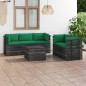 vidaXL Set Divani da Giardino su Pallet 6 pz con Cuscini Massello Pino